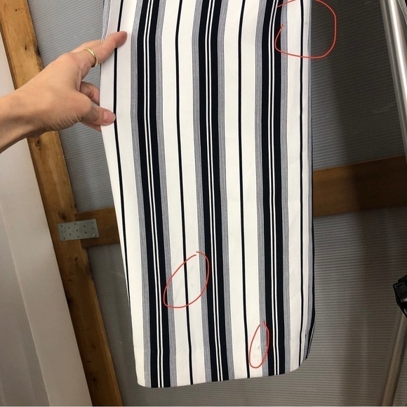 H&m‎ White Black Stripe High Waist Tie Front Wide Leg Pants Sz 10 - Picture 9 of 12